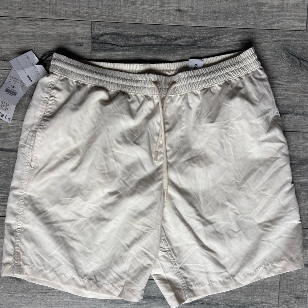 Zara Men's Cream Swim Trunks